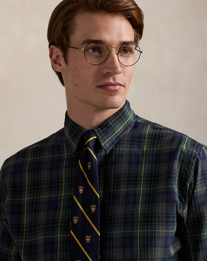 Custom Fit Plaid Poplin Shirt 5072 Forest/Red Multi