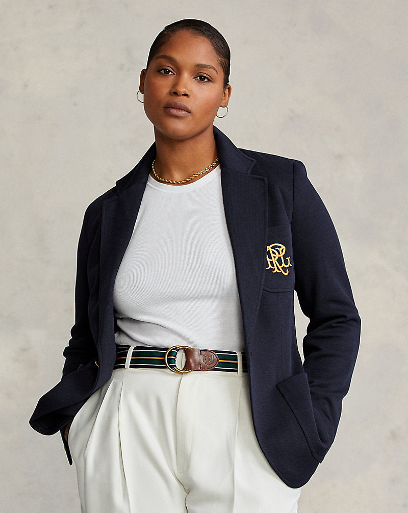 Double-Knit Jacquard Blazer Park Avenue Navy