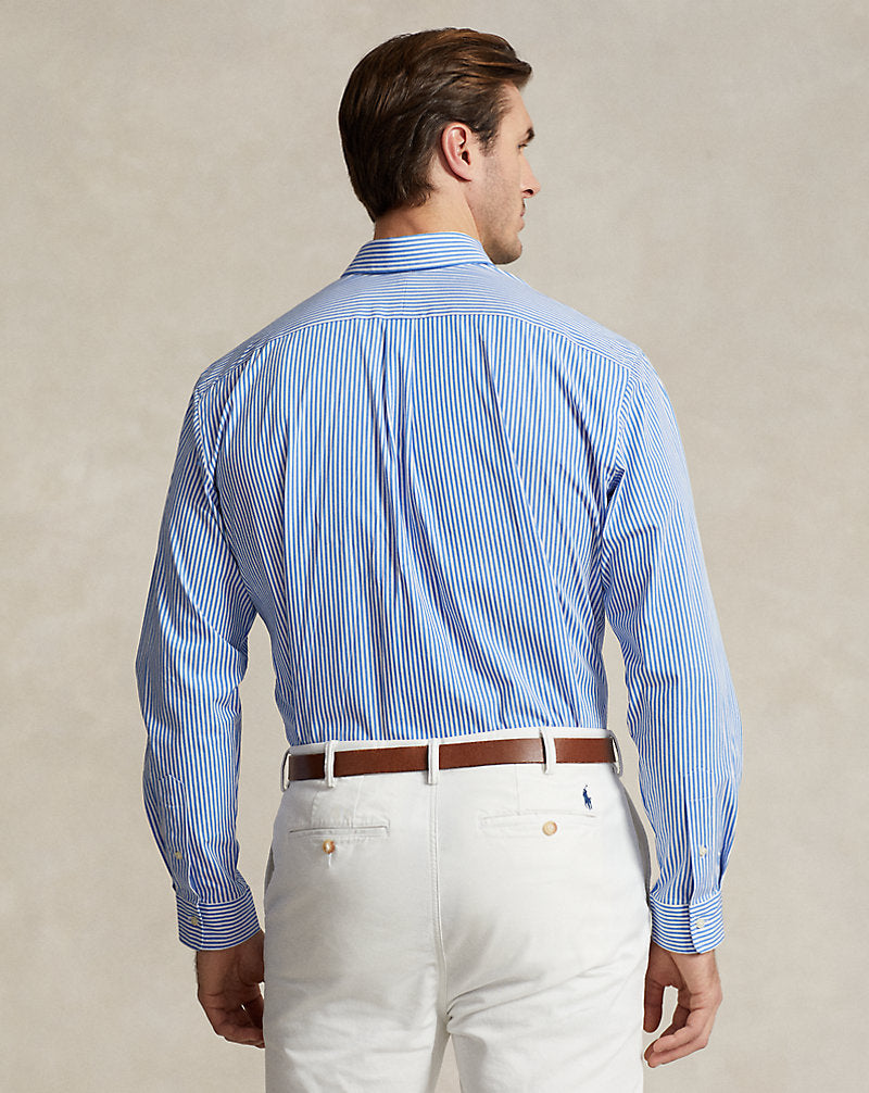Striped Stretch Poplin Shirt 4655h Light Blue/White
