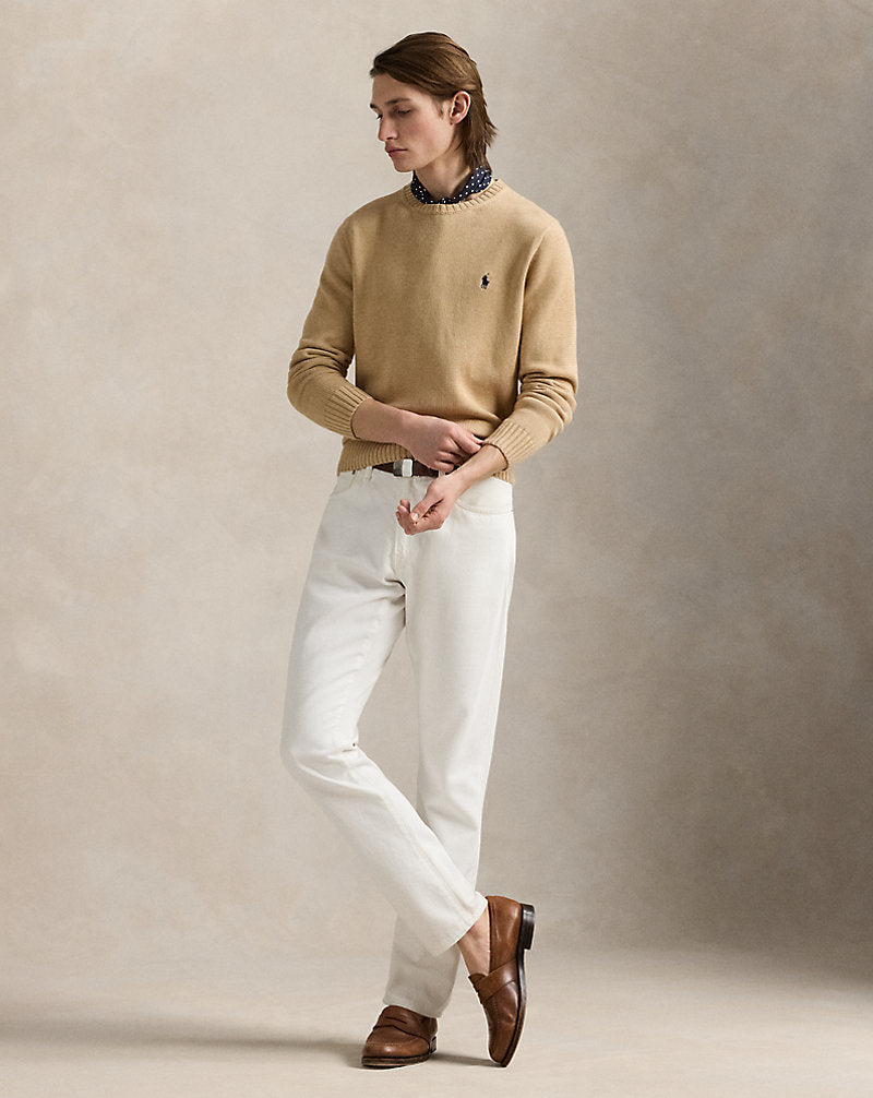Cotton Crewneck Jumper Camel Melange