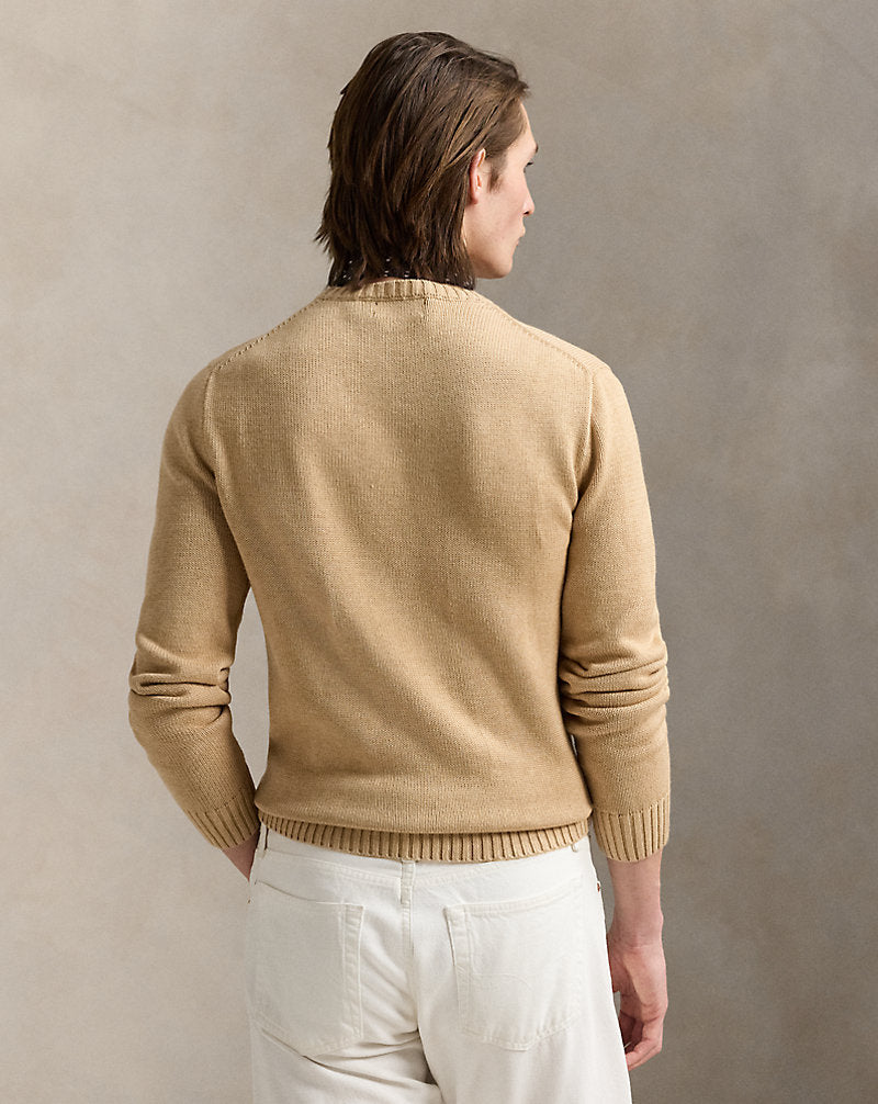 Cotton Crewneck Jumper Camel Melange